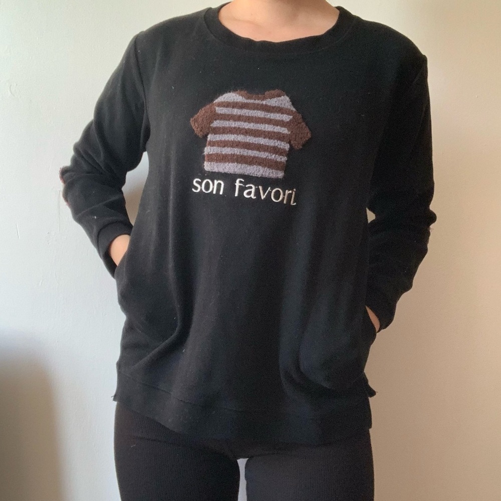 Black Son Favori Sweater with Elbow Patches